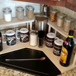 BarProducts.com Counter Caddies™ - NATURAL - CORNER Shelf W/ Trash Can Inset 4 BarProducts.com Counter Caddies™ - NATURAL - CORNER Shelf W/ Trash Can Inset