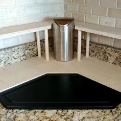 BarProducts.com Counter Caddies™ - NATURAL - CORNER Shelf W/ Trash Can Inset 5 BarProducts.com Counter Caddies™ - NATURAL - CORNER Shelf W/ Trash Can Inset