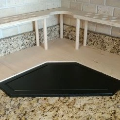 BarProducts.com Counter Caddies™ - NATURAL - CORNER Shelf W/ K-CUP Holes & Trash Can Inset KITCHEN, DINING & SERVICE