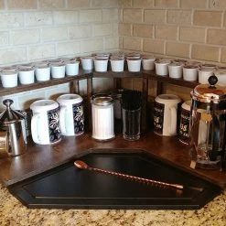 BarProducts.com Counter Caddies™ - Stained Finish - CORNER Shelf W/ K-CUP Holes KITCHEN, DINING & SERVICE