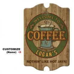 BarProducts.com BAR DECOR Custom Tavern Shaped Wood Bar Sign - Coffee