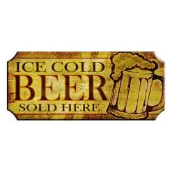 BarProducts Handcrafted Wood Plaque Kolorcoat™ Bar Sign - Ice Cold Beer