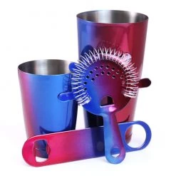 BarProducts.com 4 Piece Blue And Red Color Fusion Bar Tools Set With Speed Bottle Opener