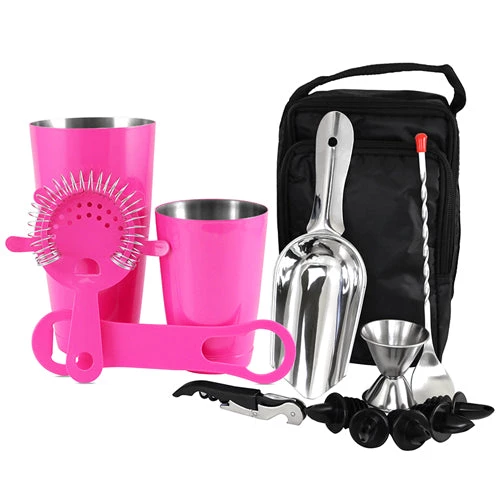 complete-bar-set-neon-pink-v-rod-set-500.jpg BarProducts.com Custom Complete Bartenders Tote Bag With V-Rod® Bottle Opener