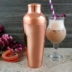BarProducts.com Olea™ Parisian Style 2 Piece Cocktail Shaker - Copper Plated - 20 Ounce Master Mixology