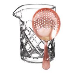 BarProducts.com BarConic® Diamond Pattern Mixing Glass With Copper Plated Julep Strainer Master Mixology