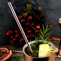 BarProducts.com Olea™ Metal Cocktail Straw - Copper Plated Master Mixology