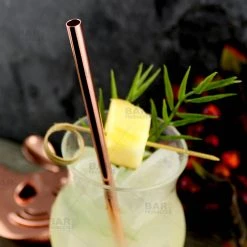 BarProducts.com Olea™ Metal Cocktail Straw - Copper Plated Master Mixology