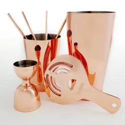 BarProducts.com Olea™ 8 Piece Bar Set - Copper Plated