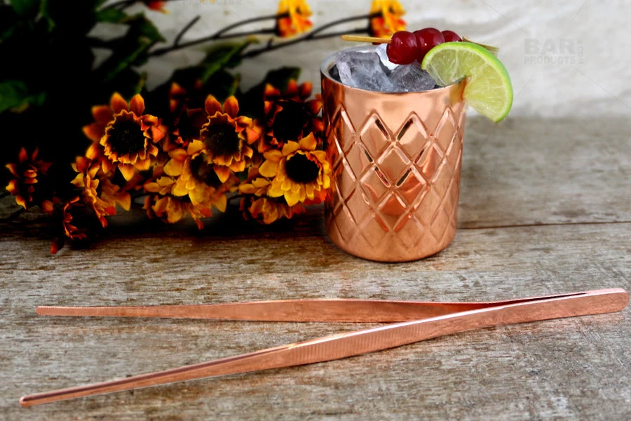 copper_plated_large_tongs_bpc.jpg BarProducts.com Olea™ Copper Plated Long Garnish Tongs Master Mixology