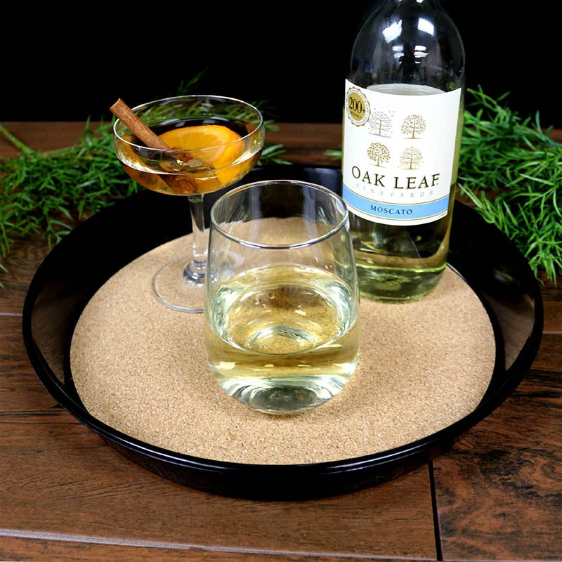 cork-lined-serving-tray-bpc-5a.jpg BarProducts.com Black Serving Tray - Cork Lined - 13" Diameter