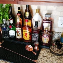 BarProducts.com Counter Caddies™ With BLACK Finish - 3.5" H Dowel Rods - 24" STRAIGHT Shelf Liquor Shelves / Bottle Displays