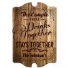 BarProducts.com Custom Tavern Shaped Wood Bar Sign - Couple That Drinks Together BAR DECOR