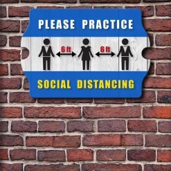 BarProducts Handcrafted Woodshop Made In The USA Wooden Tavern Sign - Social Distancing