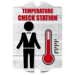 BarProducts Handcrafted Wooden Tavern Sign - Temperature Check Station Woodshop Made In The USA