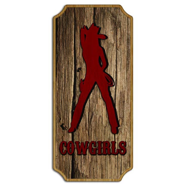 cowgirls-restroom-sign_a1ca4f1d-3636-41d5-8806-9c41e99e9040.jpg BarProducts Handcrafted Cowgirls Wood Plaque Kolorcoat™ Sign