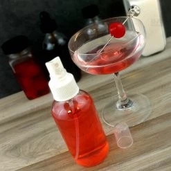 BarProducts.com Boston Round Craft Bartending Bottle W/ White Atomizer - Clear 4oz 5 BarProducts.com Boston Round Craft Bartending Bottle W/ White Atomizer - Clear 4oz