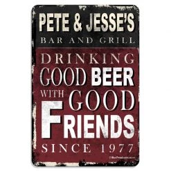 BarProducts.com CUSTOMIZABLE Vintage Metal Bar Sign - 12" X 18" - Bar And Grill