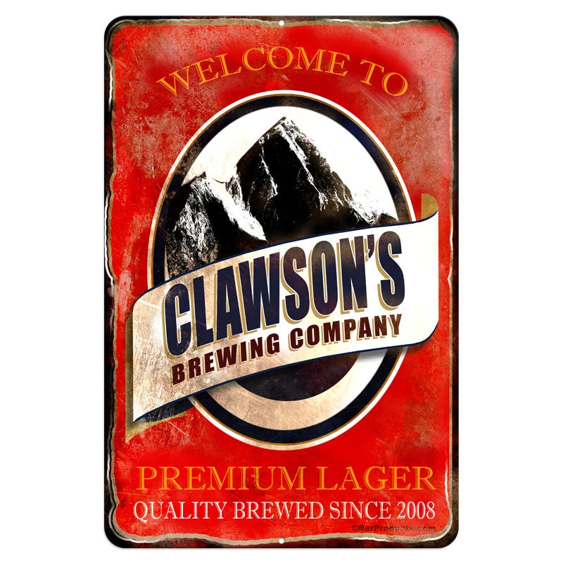 custom-metal-bar-sign-vintage-brewing-red.jpg BarProducts.com CUSTOMIZABLE Vintage Metal Bar Sign - 12" X 18" - Brewing Company (Red) BAR DECOR