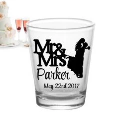 BarProducts.com BAR SUPPLIES CUSTOMIZABLE - 1.75oz Clear Shot Glass - Mr & Mrs Cute Silhouette