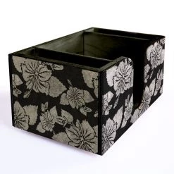 BarProducts.com Wooden Bar Caddy - Rustic Hibiscus - Black SPECIAL COLLECTIONS