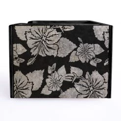 BarProducts.com Wooden Bar Caddy - Rustic Hibiscus - Black SPECIAL COLLECTIONS