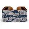 BarProducts.com Wooden Bar Caddy - Rustic Hibiscus - Blue SPECIAL COLLECTIONS