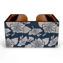 BarProducts.com Wooden Bar Caddy - Rustic Hibiscus - Blue SPECIAL COLLECTIONS