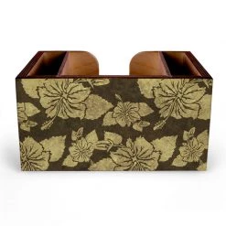 BarProducts.com Wooden Bar Caddy - Rustic Hibiscus - Earth Tones