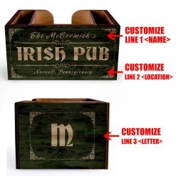 BarProducts Handcrafted Woodshop Made In The USA Customizable Wooden Bar Caddy - Irish Pub