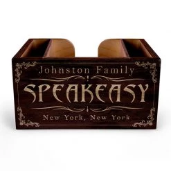 BarProducts Handcrafted Customizable Wooden Bar Caddy - Speakeasy