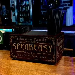 BarProducts Handcrafted Customizable Wooden Bar Caddy - Speakeasy