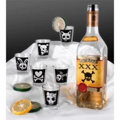 BarProducts.com Printed Shot Glasses - Cutsey Skulls - 1.75 Ounce Novelty Glassware