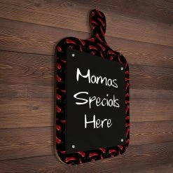 BarProducts Handcrafted Wood Plaque Menu - Cutting Board Shaped Chalkboard - Pepper Design
