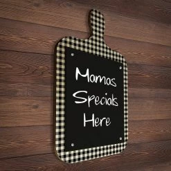 BarProducts Handcrafted SPECIAL COLLECTIONS Wood Plaque Menu - Cutting Board Shaped Chalkboard - Buffalo Plaid