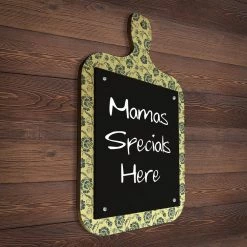 BarProducts Handcrafted SPECIAL COLLECTIONS Wood Plaque Menu - Cutting Board Shaped Chalkboard - Vintage Floral Design