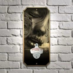 BarProducts.com Featured Artists Amor Eterno - Wood Plaque Wall Mounted Bottle Opener
