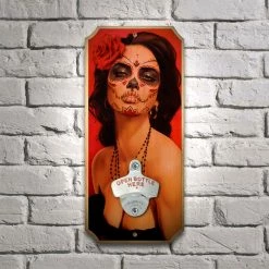 BarProducts.com Isabella - Wood Plaque Wall Mounted Bottle Opener