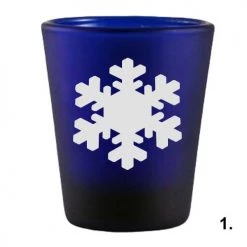 BarProducts.com Novelty Glassware Printed Blue Shot Glasses - Snowflakes - 1.5 Ounce
