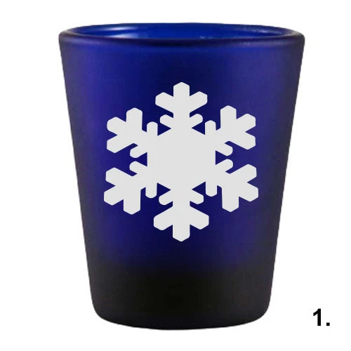 dark-blue-snow-flakes-1.jpg BarProducts.com Novelty Glassware Printed Blue Shot Glasses - Snowflakes - 1.5 Ounce