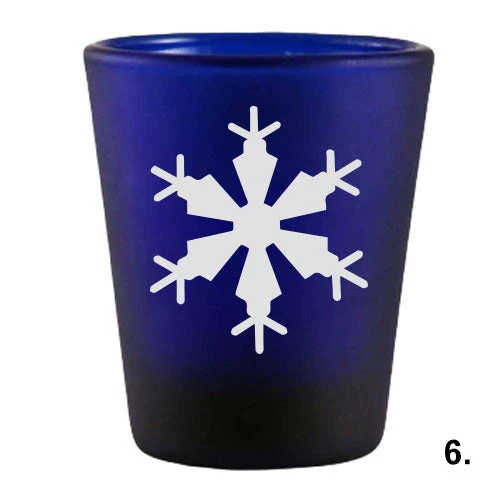 dark-blue-snow-flakes-6.jpg BarProducts.com Novelty Glassware Printed Blue Shot Glasses - Snowflakes - 1.5 Ounce