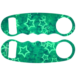BarProducts.com Kolorcoat™ Knuckle Popper Opener - Green Stars PRODUCT DESIGNER