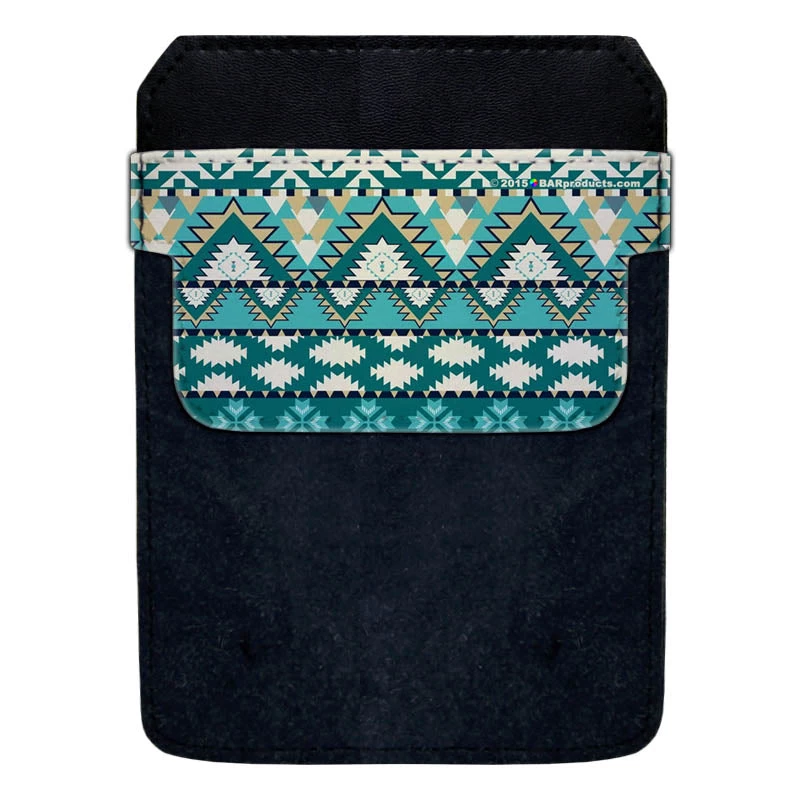 decopokit-aztec1-large-web.jpg BarProducts.com Bottle Opener Accessories DekoPokit™ Leather Bottle Opener Pocket Protector W/ Designer Flap - Green Aztec