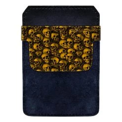 BarProducts.com DekoPokit™ Leather Bottle Opener Pocket Protector W/ Designer Flap - Gold Skulls