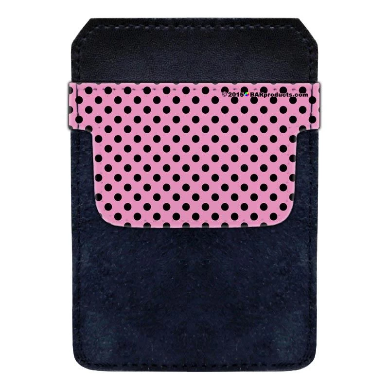 decopokit-polka-dot-3-small-web.jpg BarProducts.com DekoPokit™ Leather Bottle Opener Pocket Protector W/ Designer Flap - Pink And Black Polka Dots