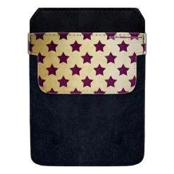 BarProducts.com DekoPokit™ Leather Bottle Opener Pocket Protector W/ Designer Flap - Purple And Tan Stars
