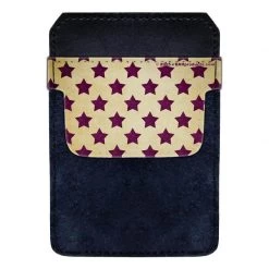 BarProducts.com DekoPokit™ Leather Bottle Opener Pocket Protector W/ Designer Flap - Purple And Tan Stars