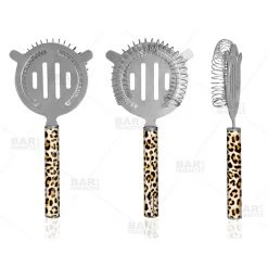 BarProducts.com Designer Cocktail Strainer - Pipe Handle - Cheetah