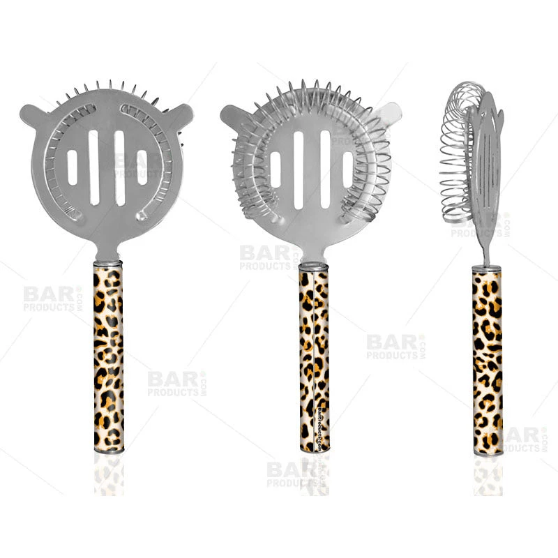 designer-strainer-cheetah-bpc.jpg BarProducts.com Designer Cocktail Strainer - Pipe Handle - Cheetah