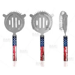 BarProducts.com Designer Cocktail Strainer - Pipe Handle - US Flag Cocktail Strainers